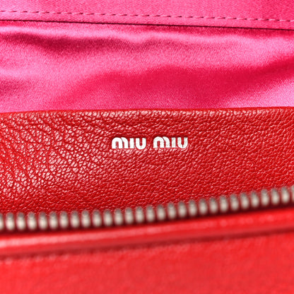 Miu Miu Goatskin Madras Top Handle Crossbody Red 6 of 12