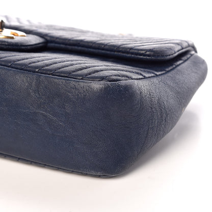 Chanel Calfskin Surpique Chevron Small Flap Navy 6 of 20