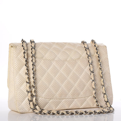 Chanel Lambskin Perforated Jumbo Single Flap White 3 of 15