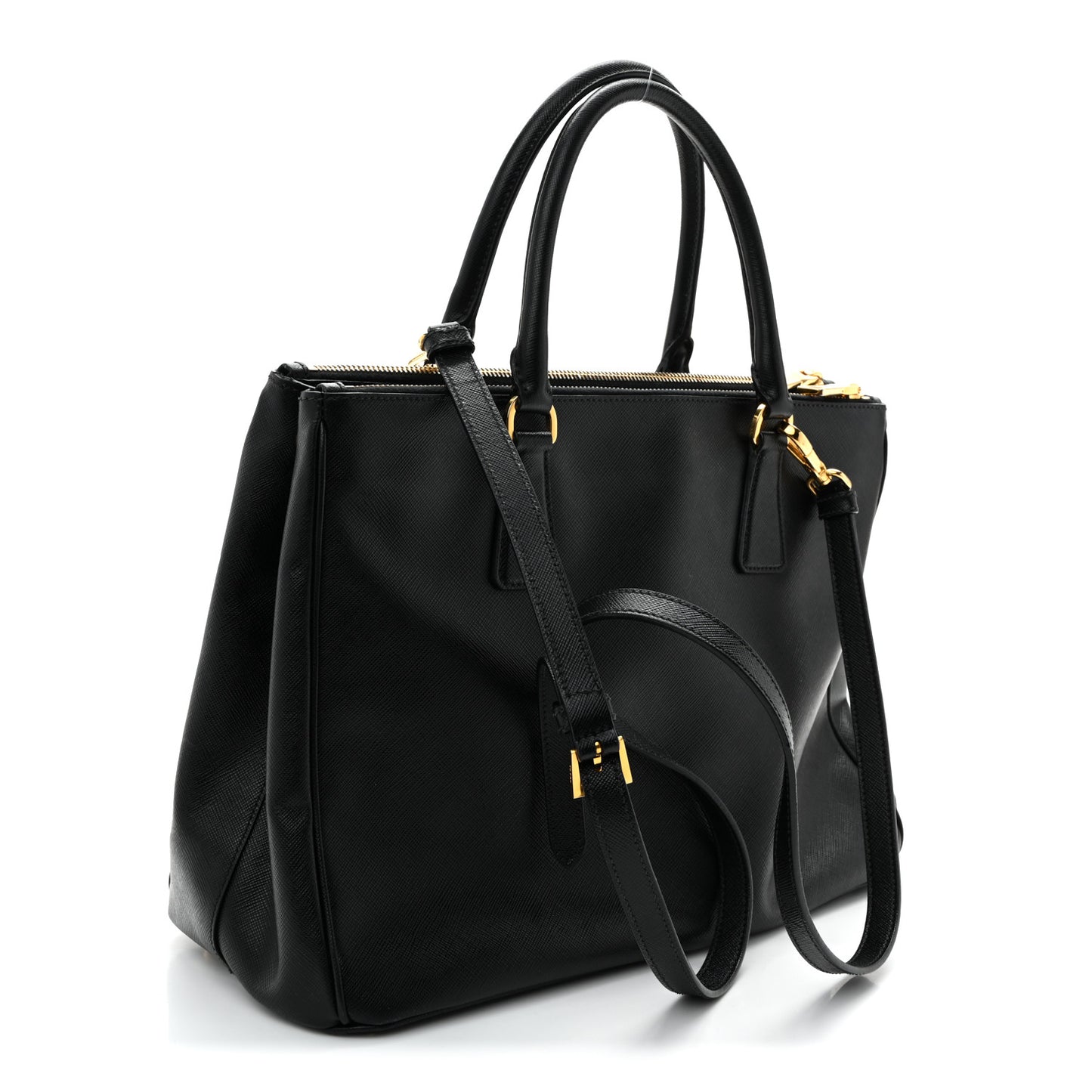Saffiano Medium Galleria Double Zip Tote Black