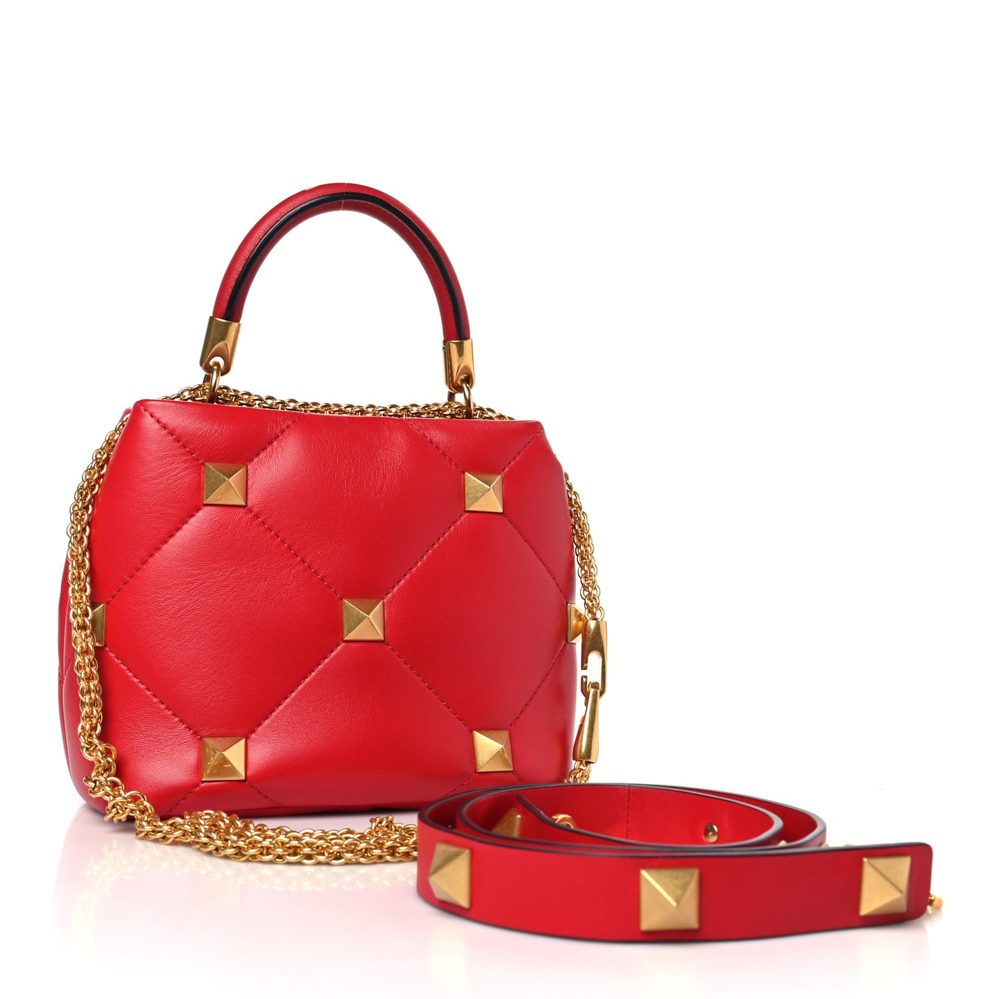Nappa Small Roman Stud The Handle Bag Rouge Pur