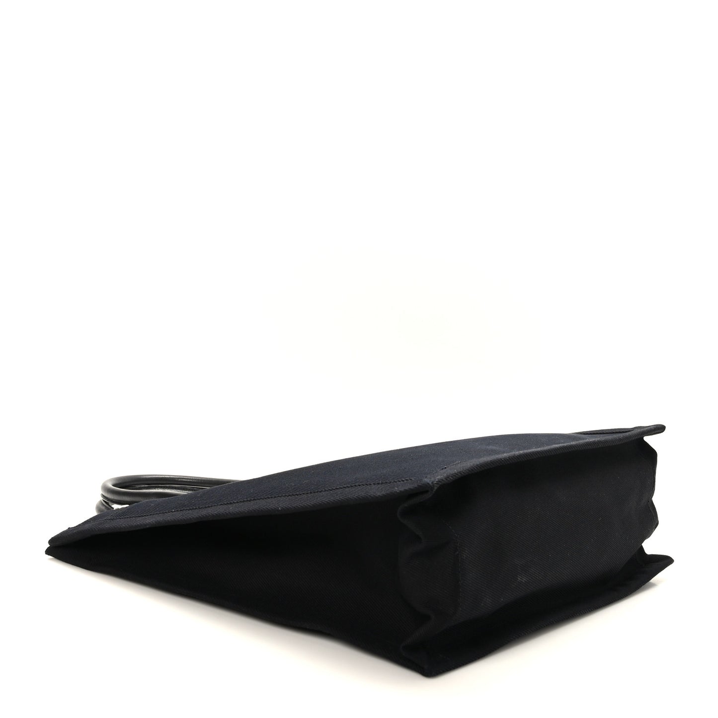 Linen Calfskin Rive Gauche North South Tote Black