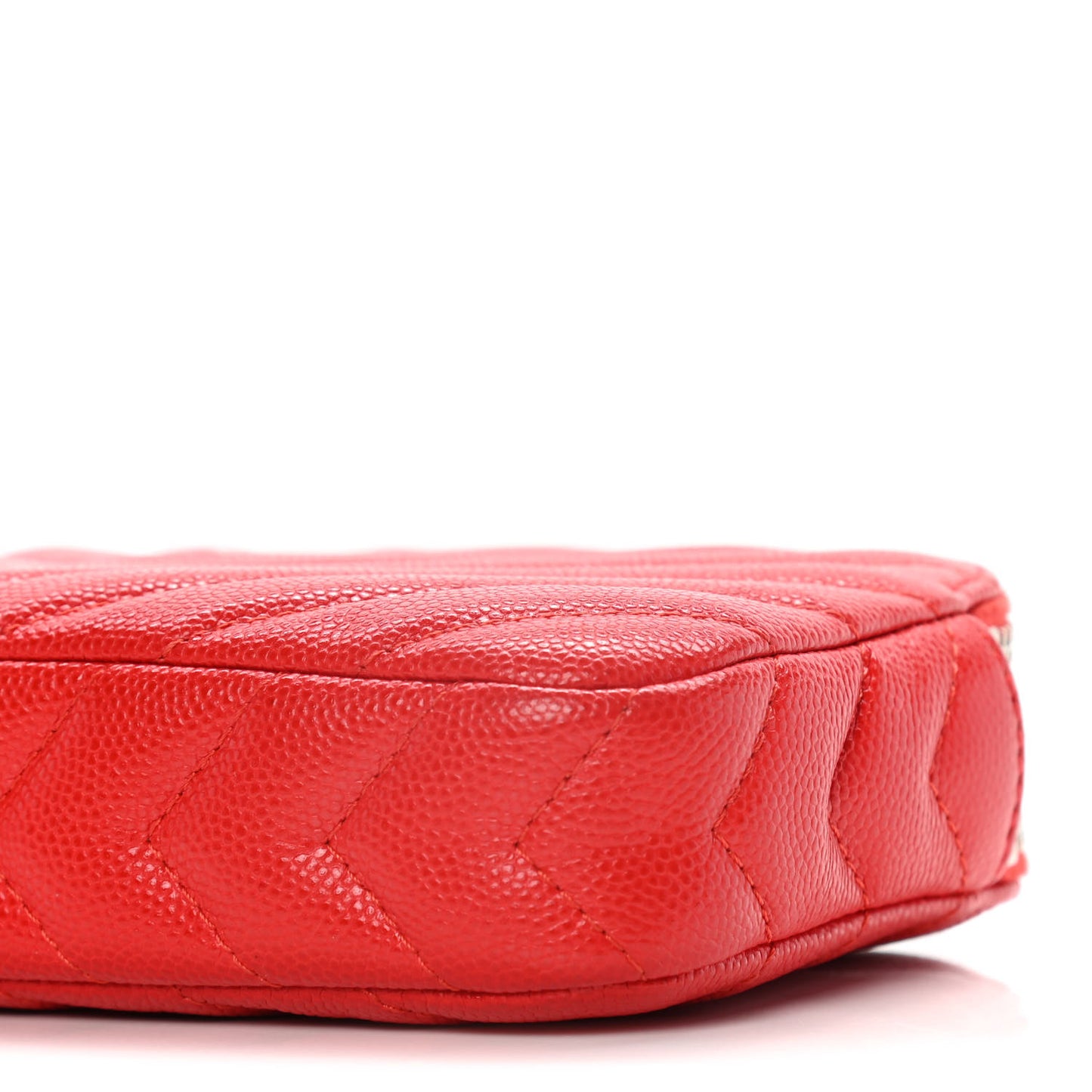 Caviar Chevron Quilted Small Clutch With Chain Light Red