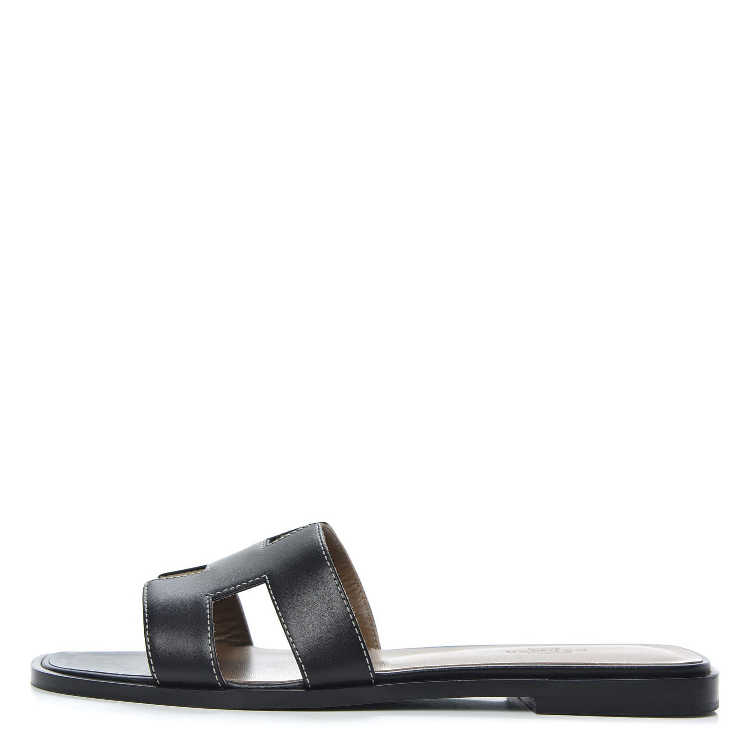 Hermes Box Calfskin Oran Sandals 37 Black 1 of 9