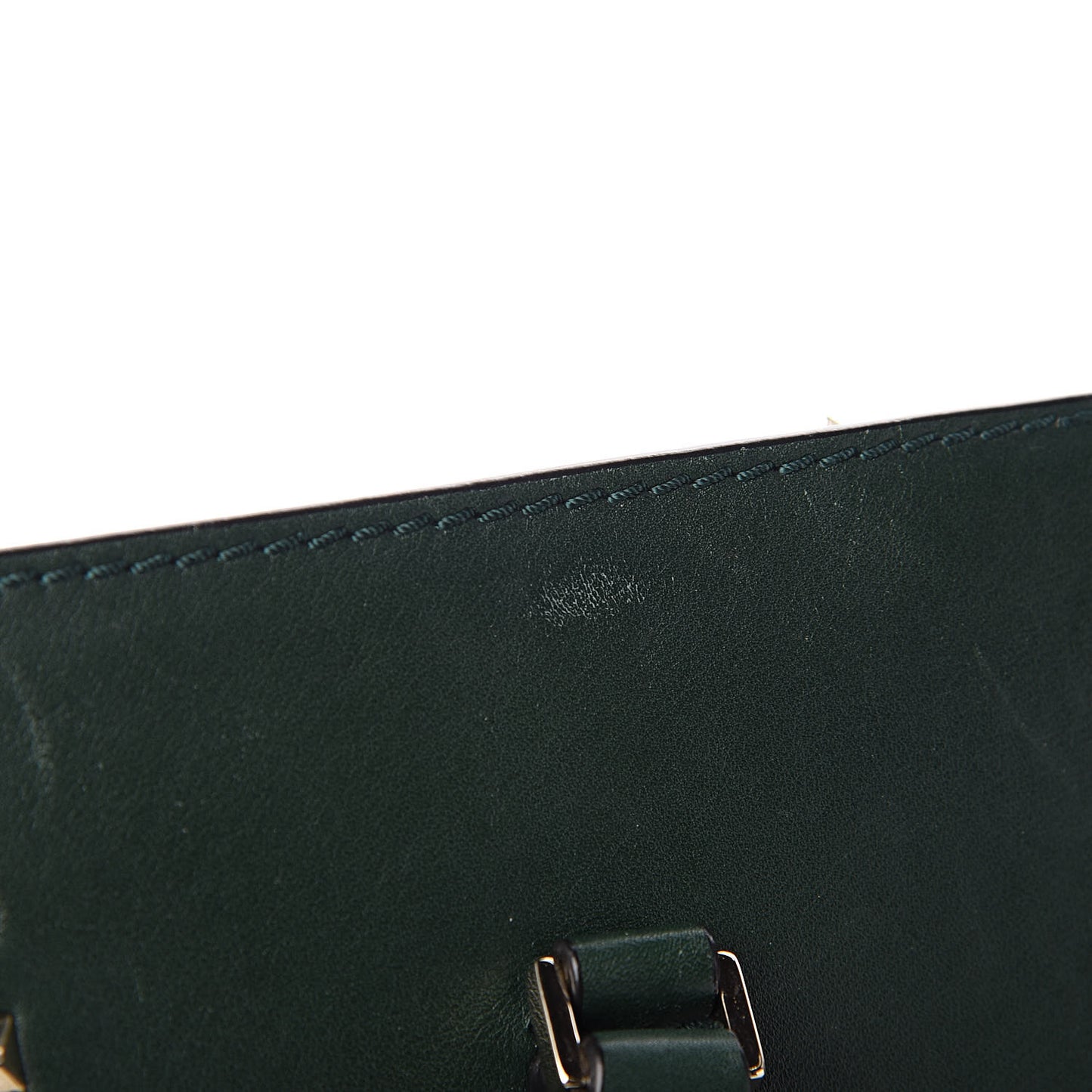 Vitello Rockstud Double Handle Tote Green