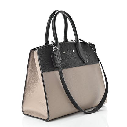Louis Vuitton Taurillon City Steamer MM Black Beige 3 of 11