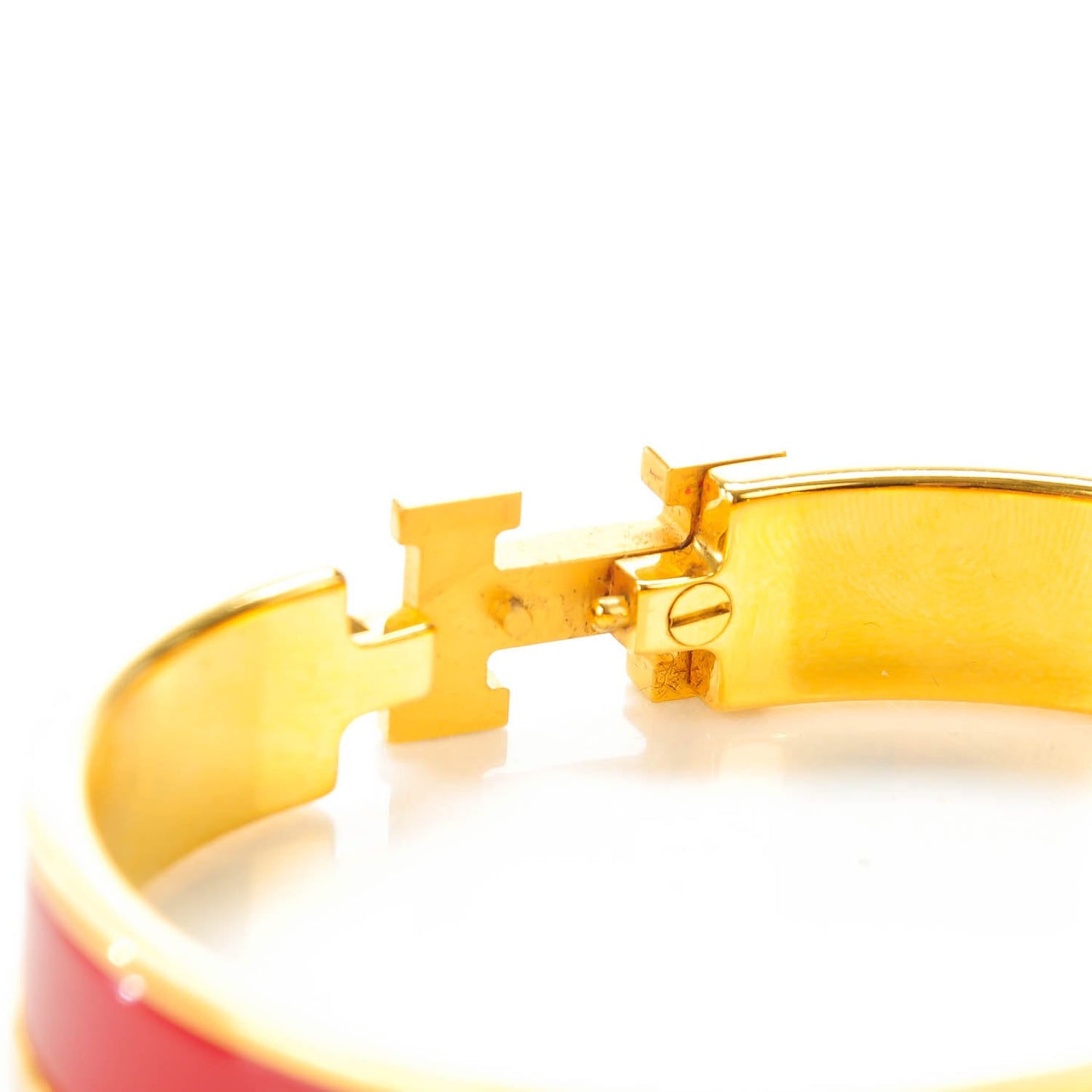Enamel Clic Clac H Narrow Bracelet GM China Red