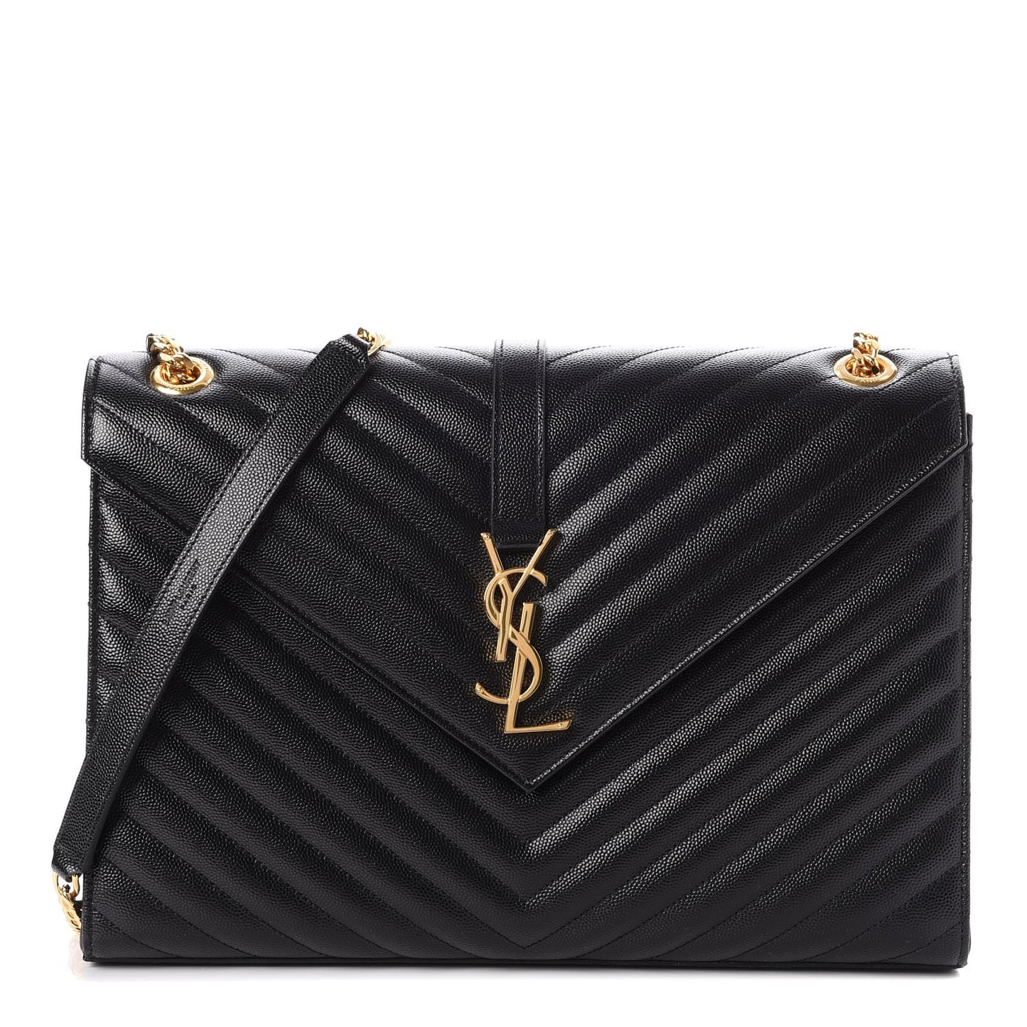 Grain De Poudre Matelasse Chevron Large Monogram Satchel Black