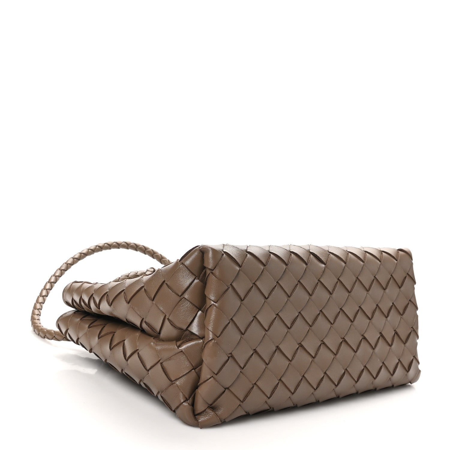 Bottega Veneta Nappa Intrecciato Small Andiamo Shoulder Bag Taupe Grey 4 of 9