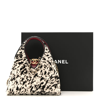Chanel Pony Hair Printed Chic Lady Small Shopping Tote White Black 11 of 11