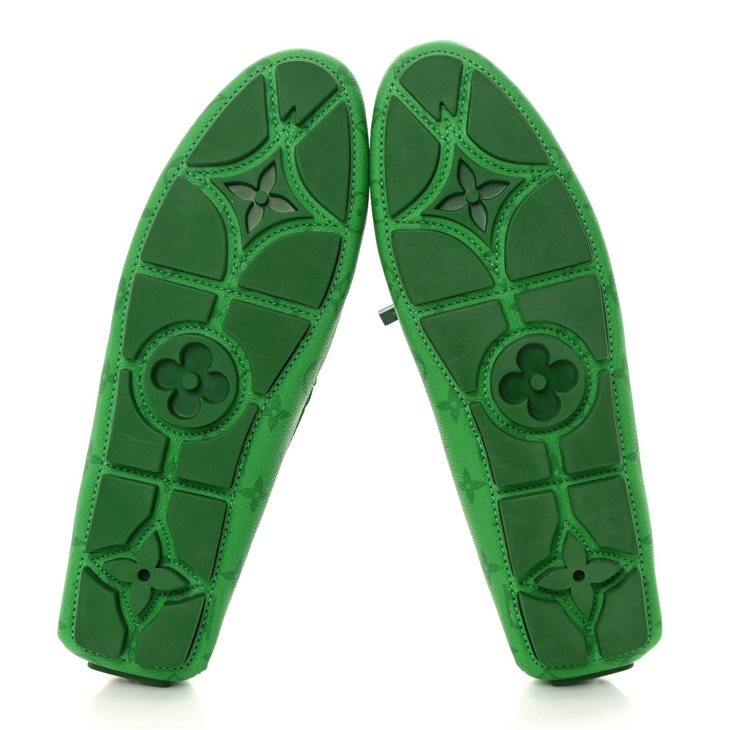 Louis Vuitton Grained Calfskin Monogram Mens Driver Moccasin Loafers 10 Green 5 of 13