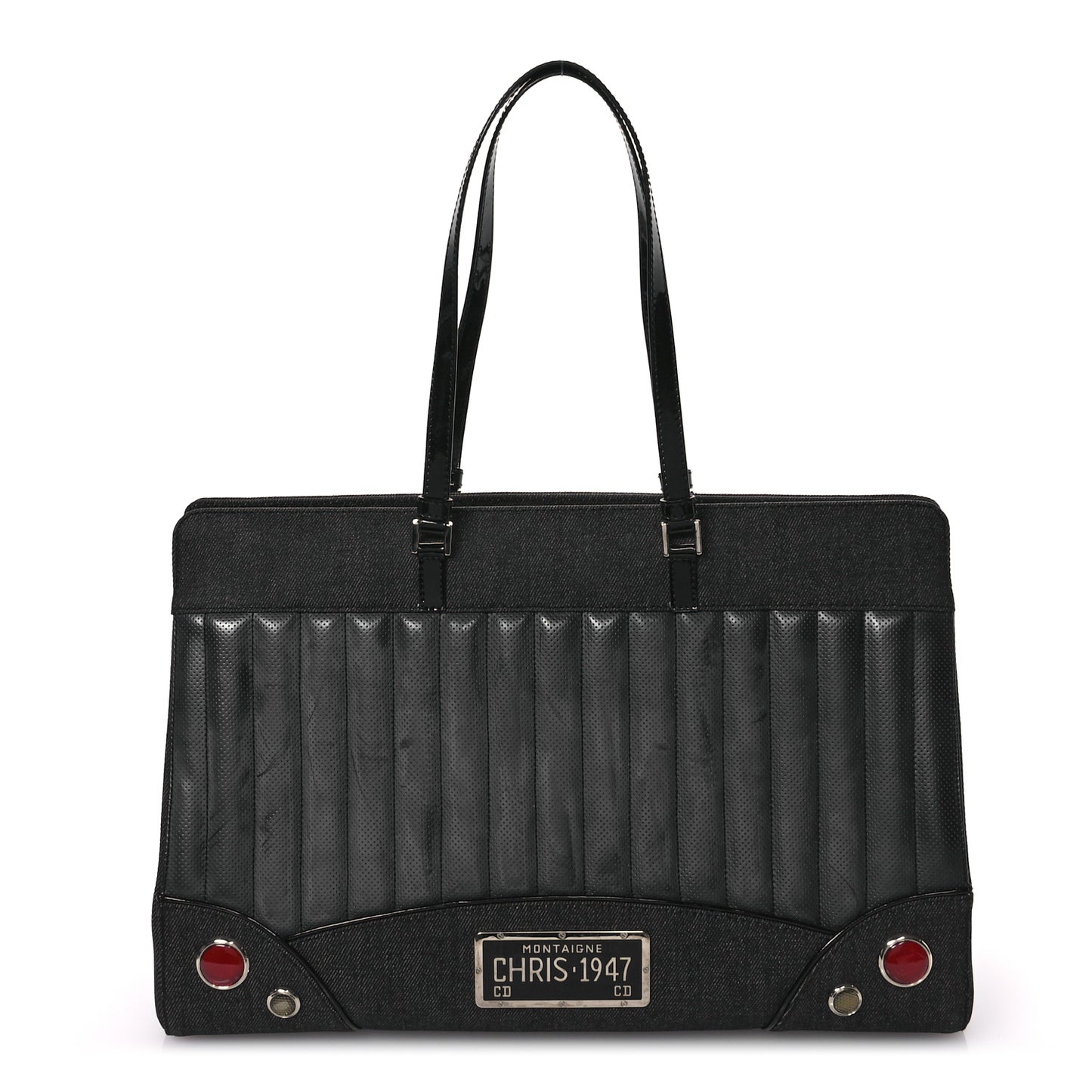 Calfskin Patent Trailer Trash Cadillac Tote Black