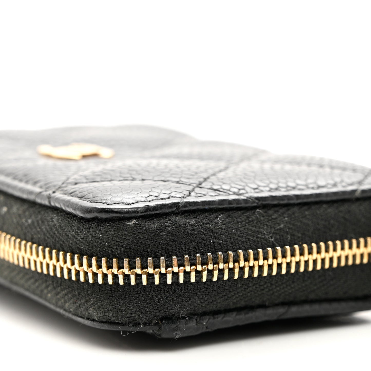Caviar Quilted Zip Coin Purse Black