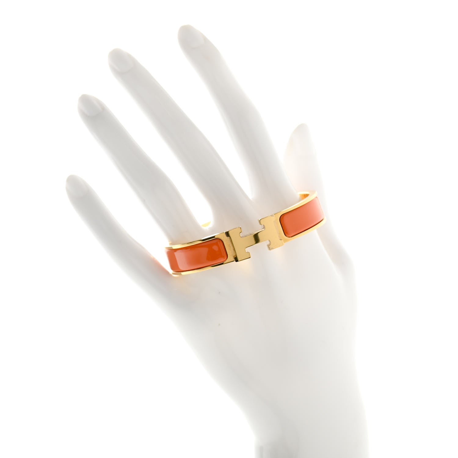Hermes Enamel Narrow Clic Clac H Bracelet PM Orange 2 of 6