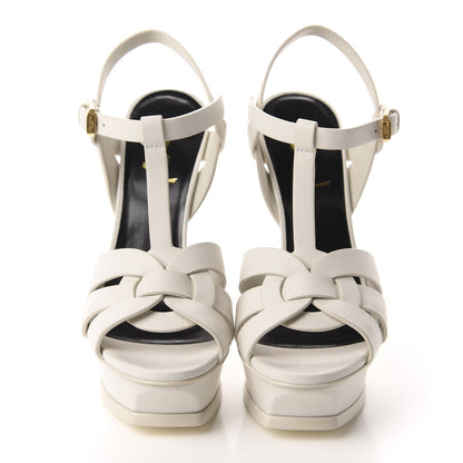 Saint Laurent Calfskin Tribute 105 Platform Sandals 36 Porcellana 2 of 10