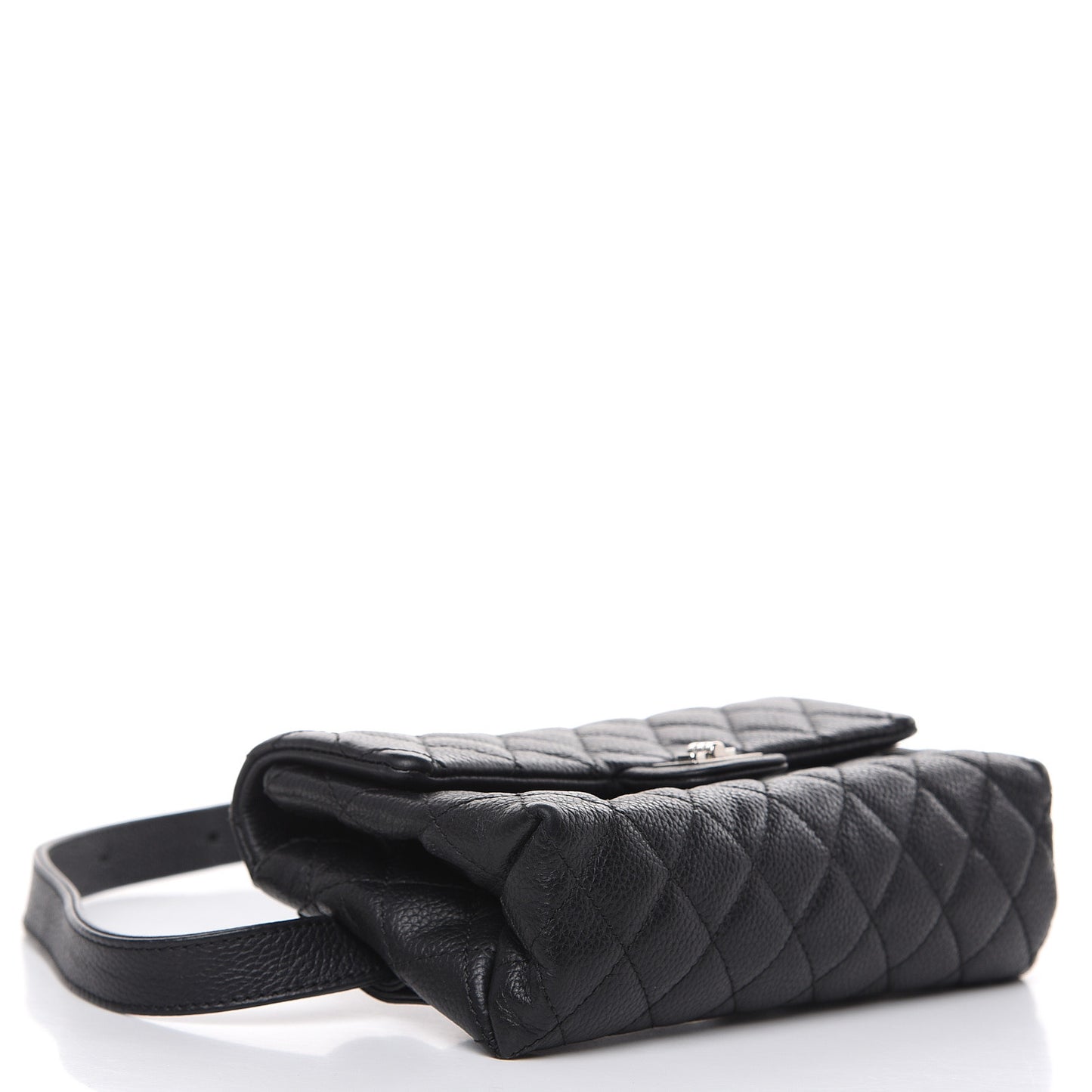 Grained Calfskin Quilted 2.55 Reissue Flap Belt Bag Clutch Black