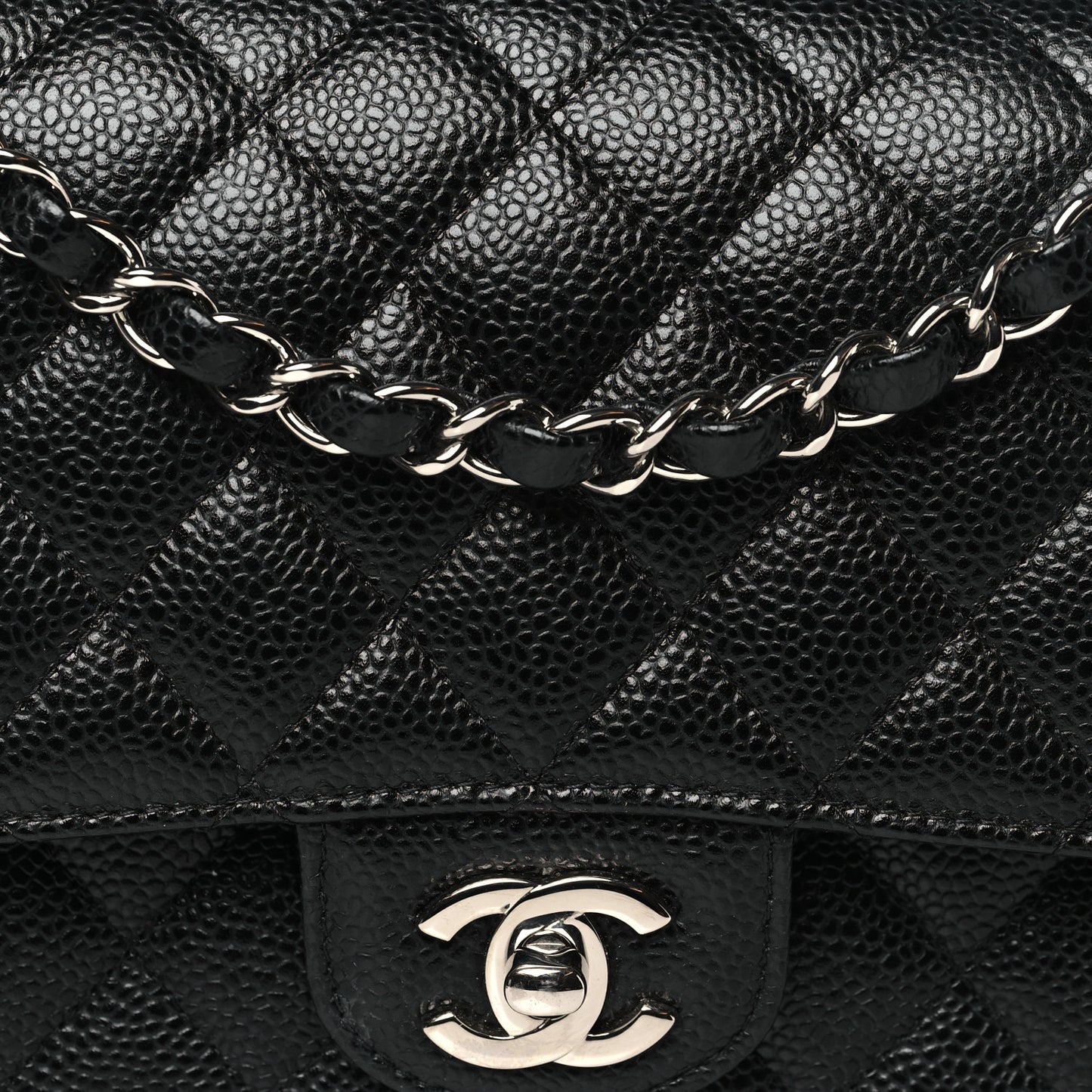 Caviar Quilted Medium Double Flap Black
