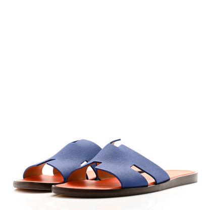 Hermes Calfskin Mens Izmir Sandals 42.5 Gold Black 3 of 8
