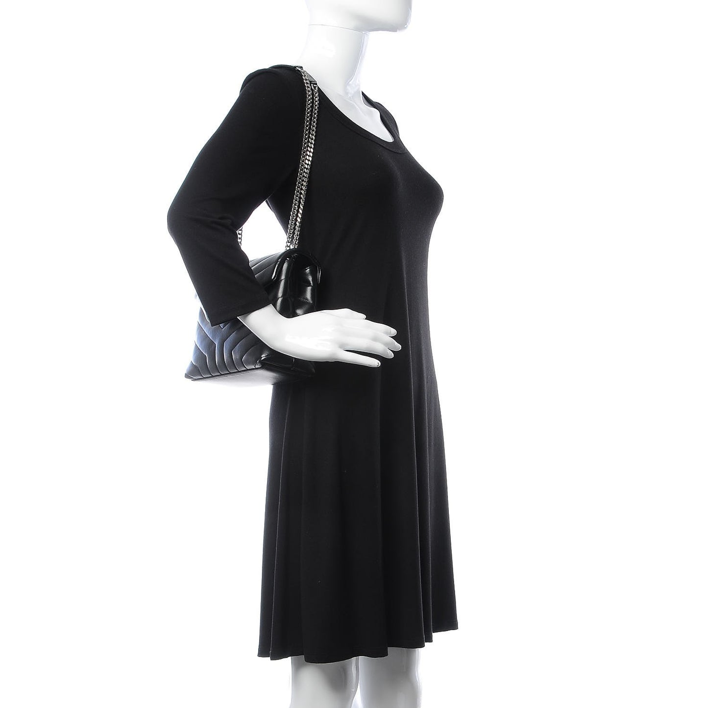 Calfskin Y Quilted Monogram Small Loulou Chain Satchel Black