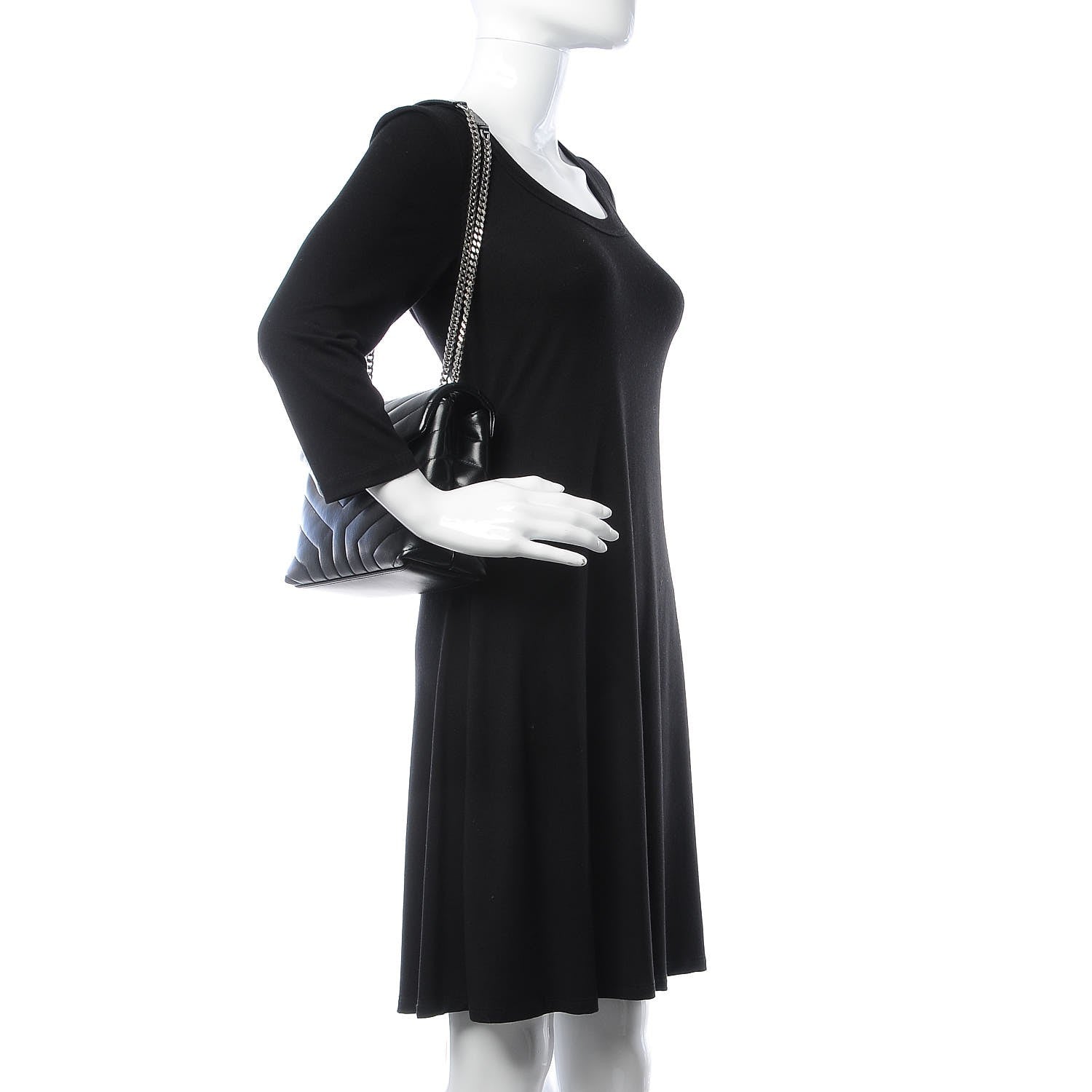 Saint Laurent Calfskin Y Quilted Monogram Small Loulou Chain Satchel Black 2 of 8