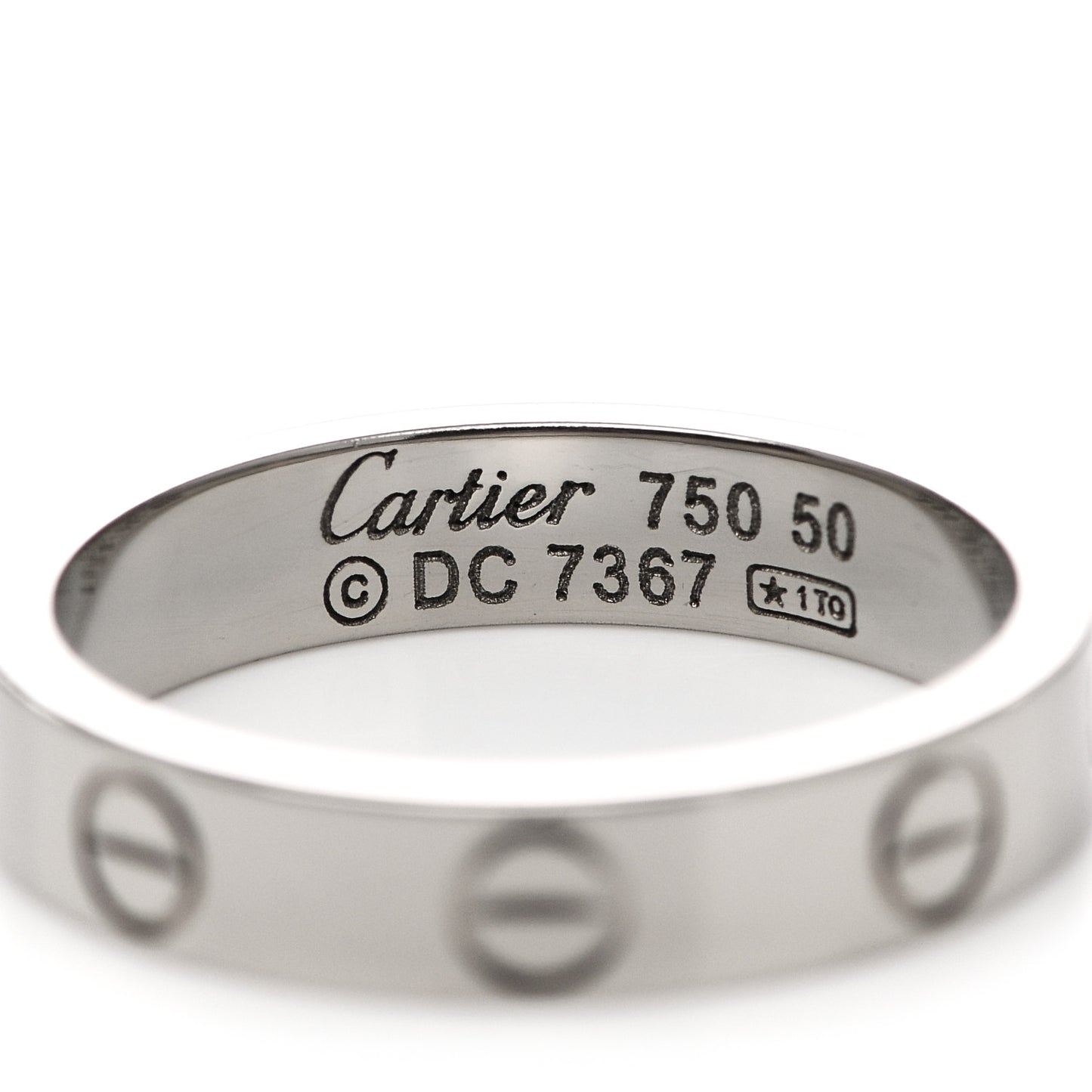 18K White Gold 3.5mm LOVE Wedding Band Ring 50 5.25