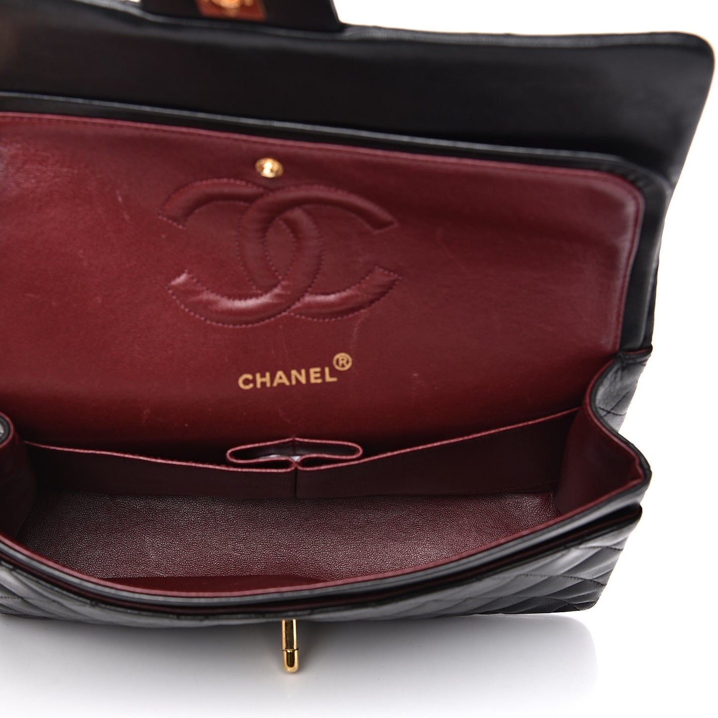 Lambskin Quilted Medium Double Flap Black