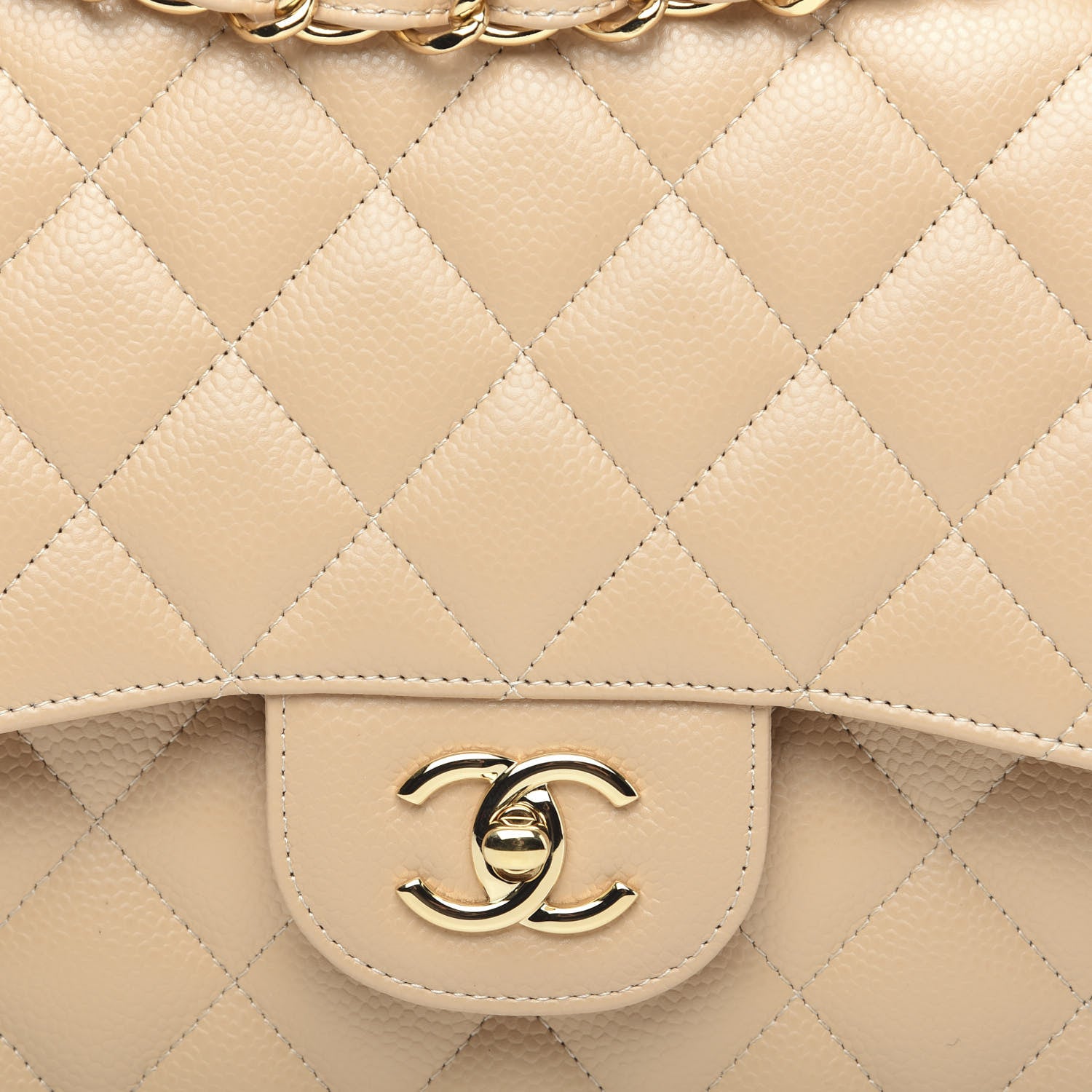 Chanel Caviar Quilted Jumbo Double Flap Beige Clair 9 of 11