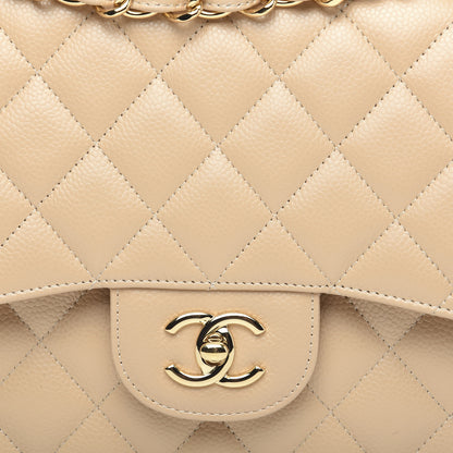 Chanel Caviar Quilted Jumbo Double Flap Beige Clair 9 of 11