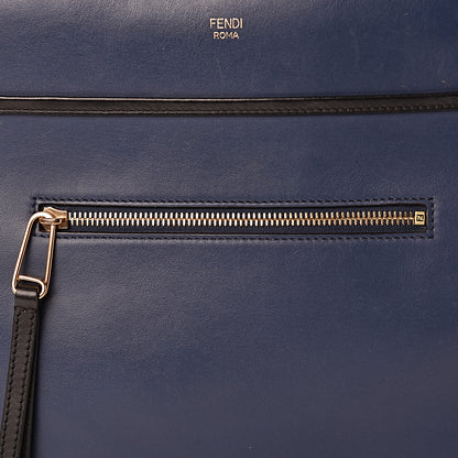 Fendi Vitello Century Opaco F is Fendi Bi-Color Regular Runaway Satchel Blu Scuro 9 of 11