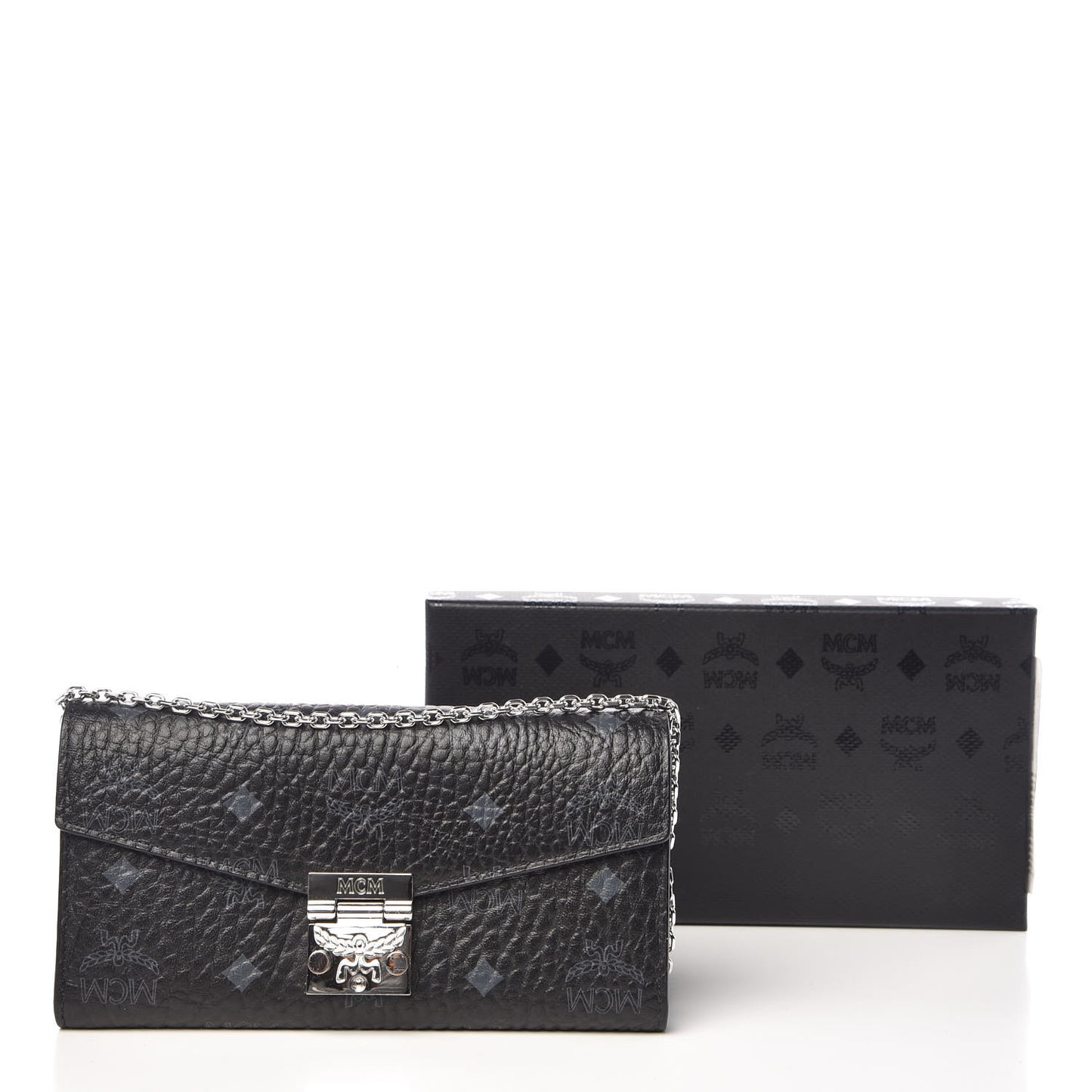 Visetos Large Patricia Wallet On Chain Black