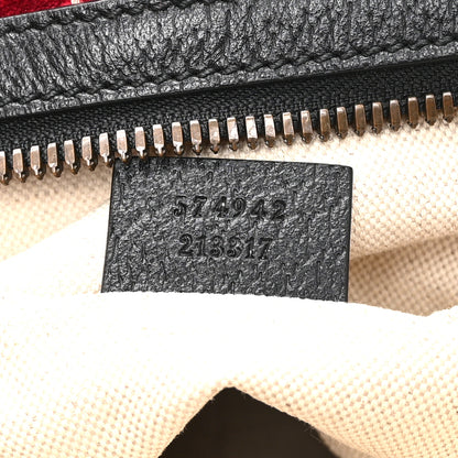 Gucci Velvet GG Monogram Textured Calfskin Web Small Double Buckle Backpack Red Cipria Black 7 of 11