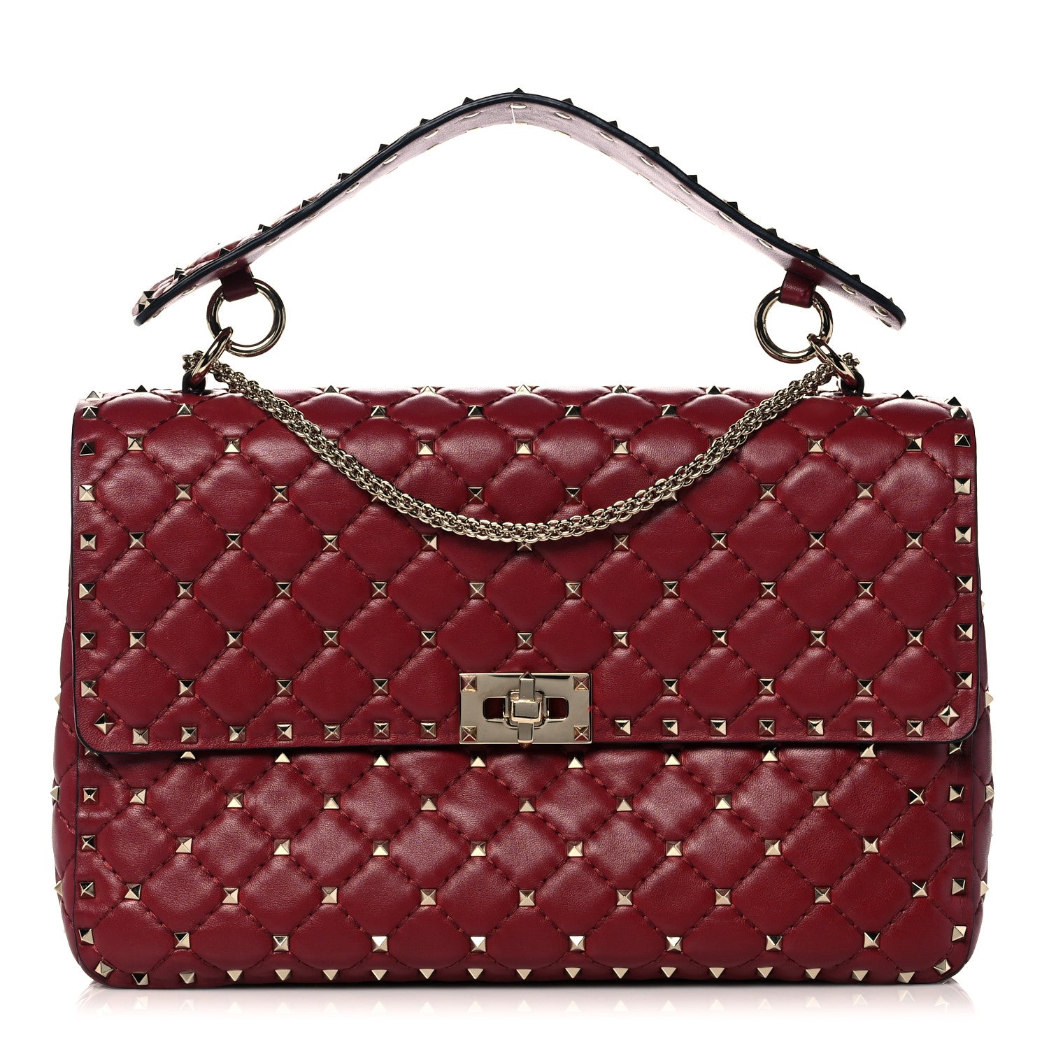 Valentino Garavani Nappa Large Rockstud Spike Shoulder Bag Rubino 1 of 11