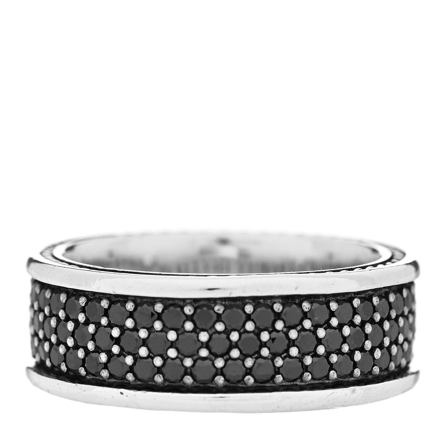 David Yurman Sterling Silver Black Diamond Streamline Three-Row Band Ring 61 9.75 3 of 5