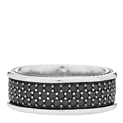 David Yurman Sterling Silver Black Diamond Streamline Three-Row Band Ring 61 9.75 3 of 5