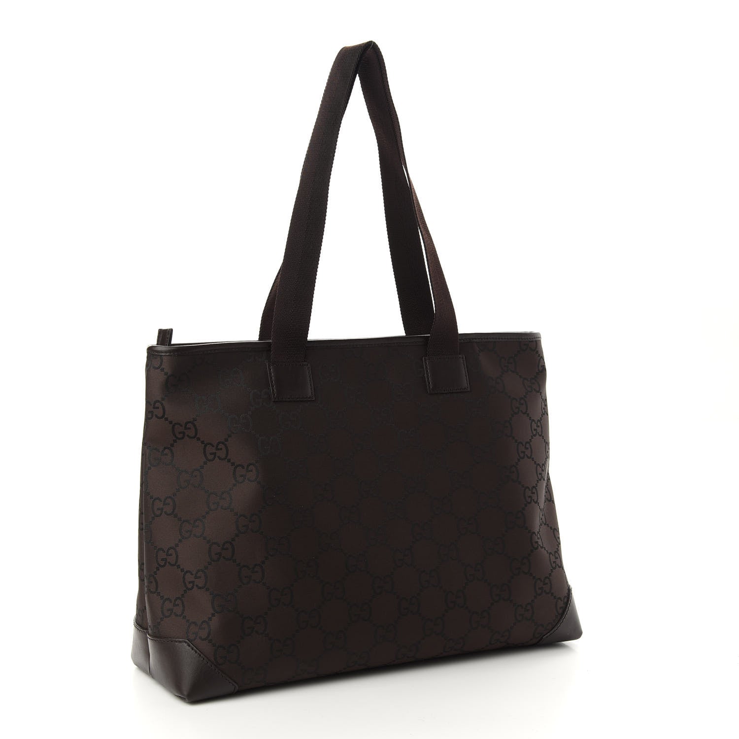 Gucci Nylon Monogram Calfskin Large Tote Bag Brown 2 of 8