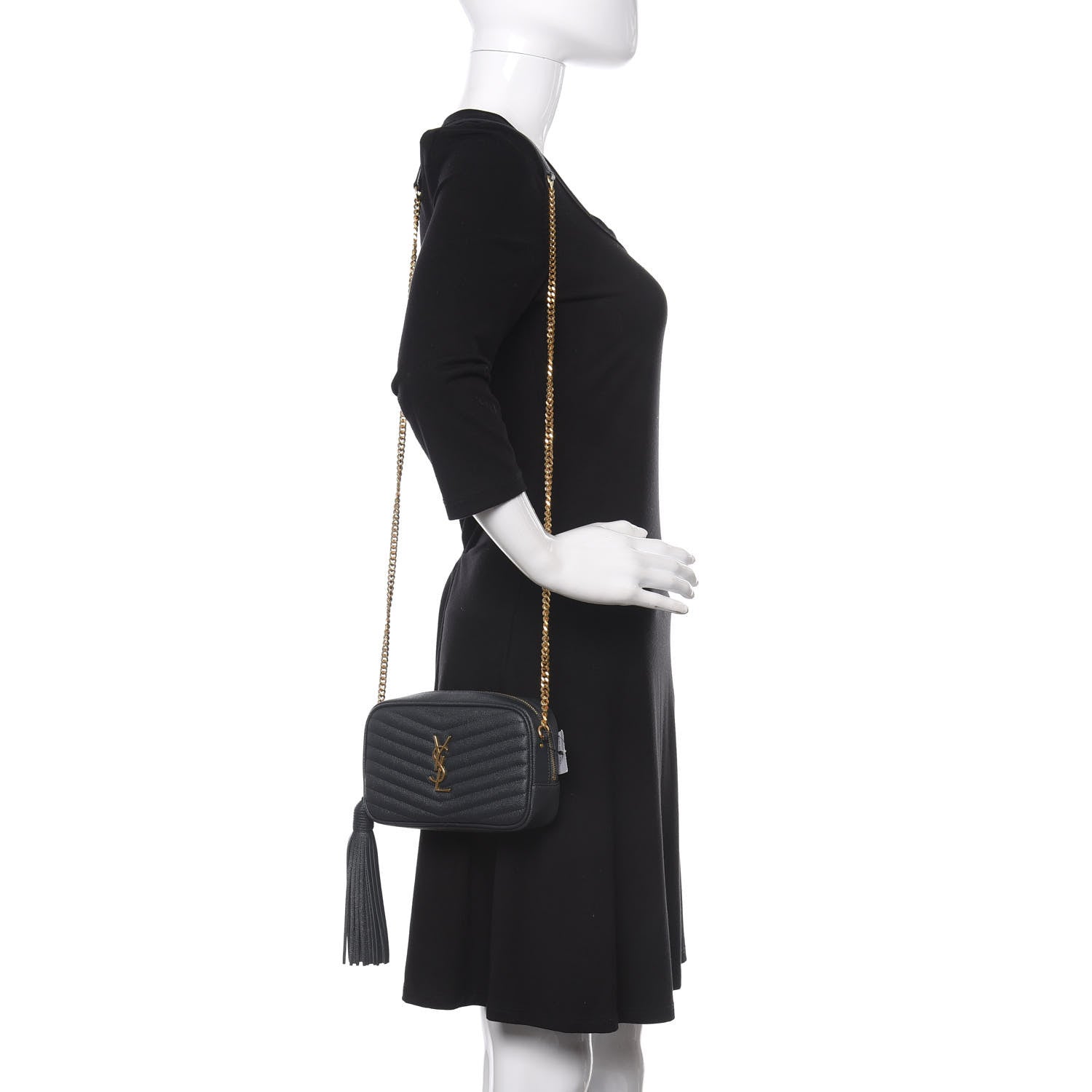 Saint Laurent Grain De Poudre Matelasse Monogram Mini Lou Camera Bag Dark Smog 2 of 11