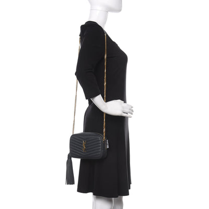 Saint Laurent Grain De Poudre Matelasse Monogram Mini Lou Camera Bag Dark Smog 2 of 11