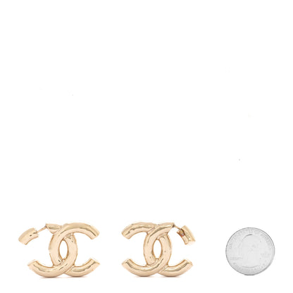 Chanel Metal Large CC Earrings Light Gold 2 of 5