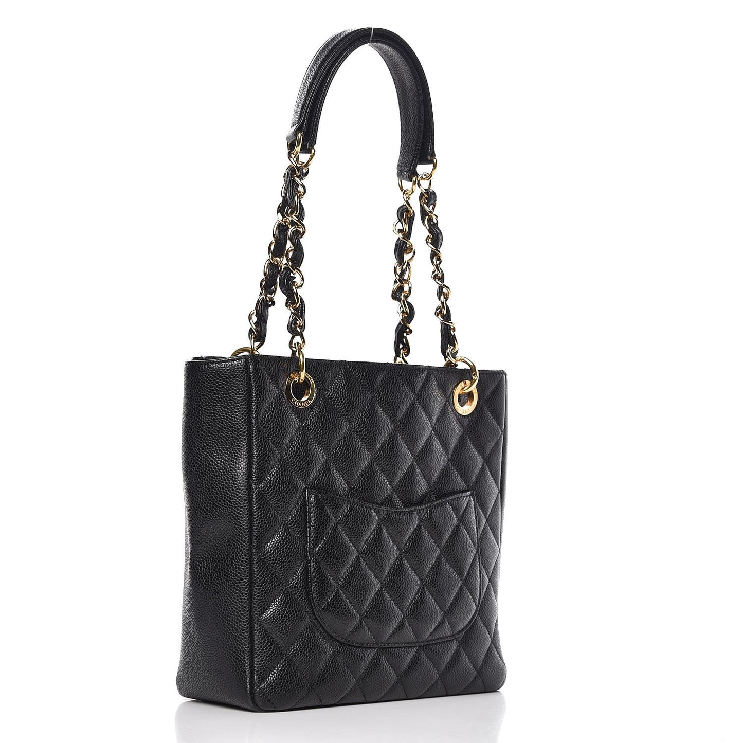 Caviar Quilted Petit Shopping Tote PST Black