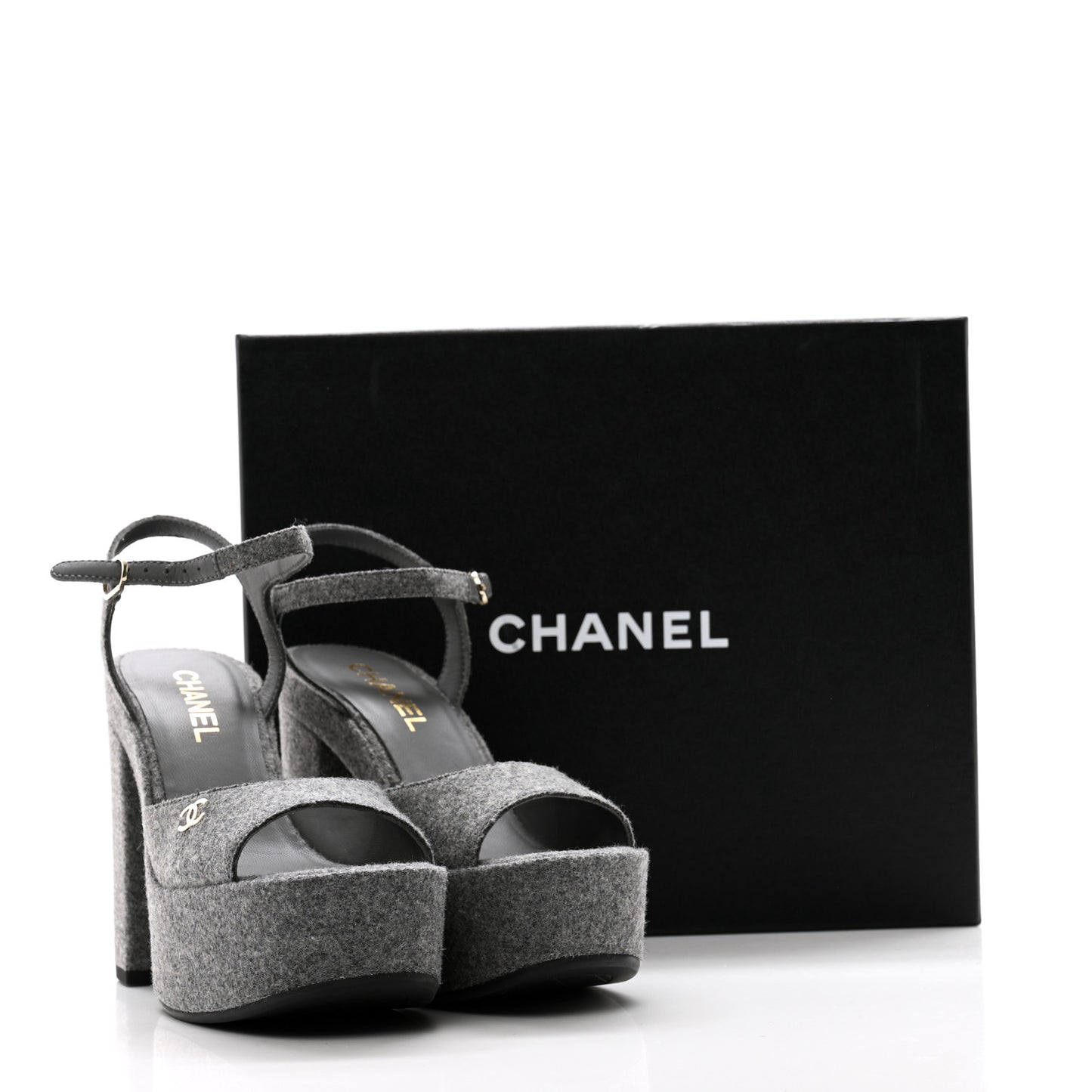 Wool CC Platform Sandals 38.5 Grey