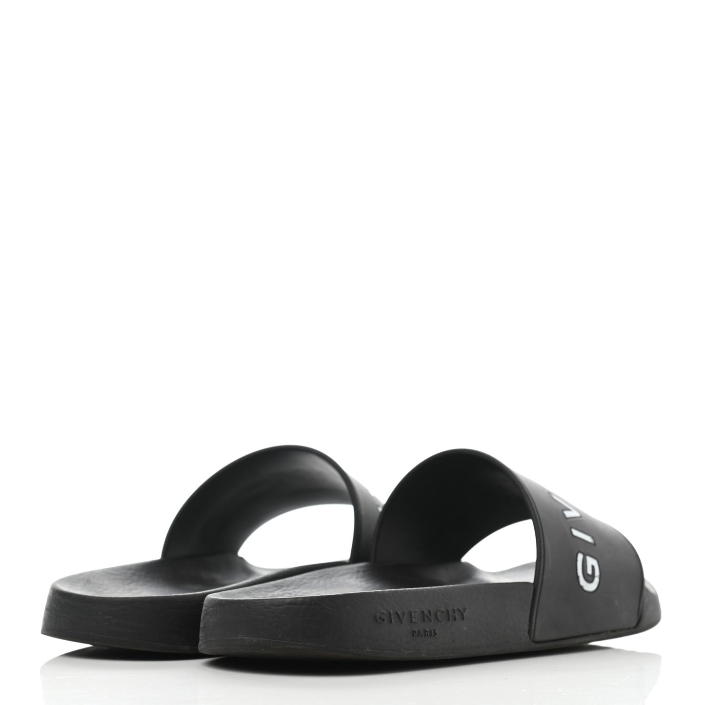 Rubber Logo Pool Slide Sandals 38 Black