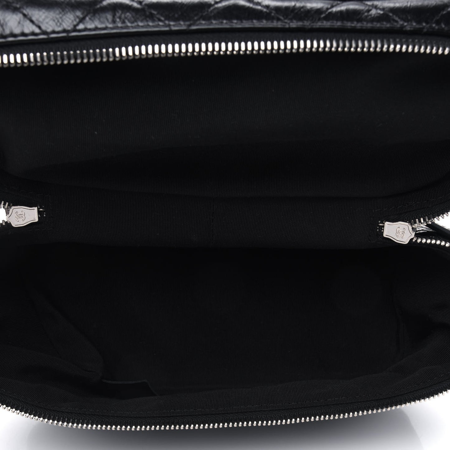 Crumpled Calfskin PVC Quilted Flap Black