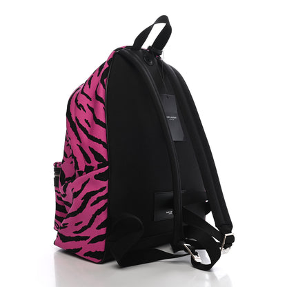 Saint Laurent Canvas Zebra Print City Backpack Pink Black 3 of 9