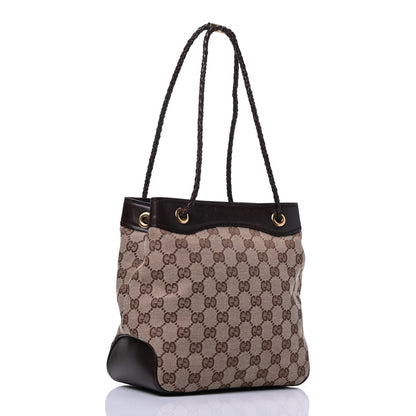 Gucci Monogram Woven Handle Tote Brown 3 of 9