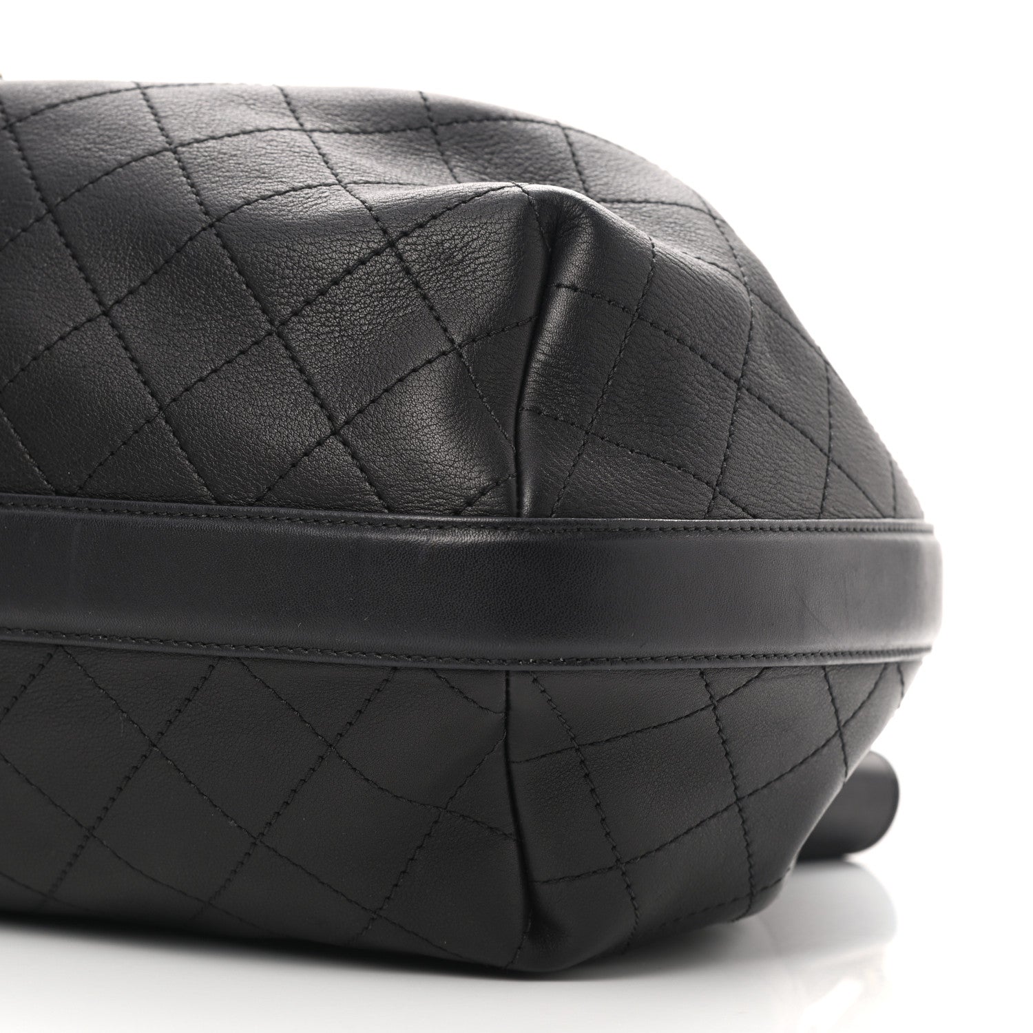 Chanel Calfskin Stitched Small Paris Rome Drawstring CC Bag Black 10 of 10