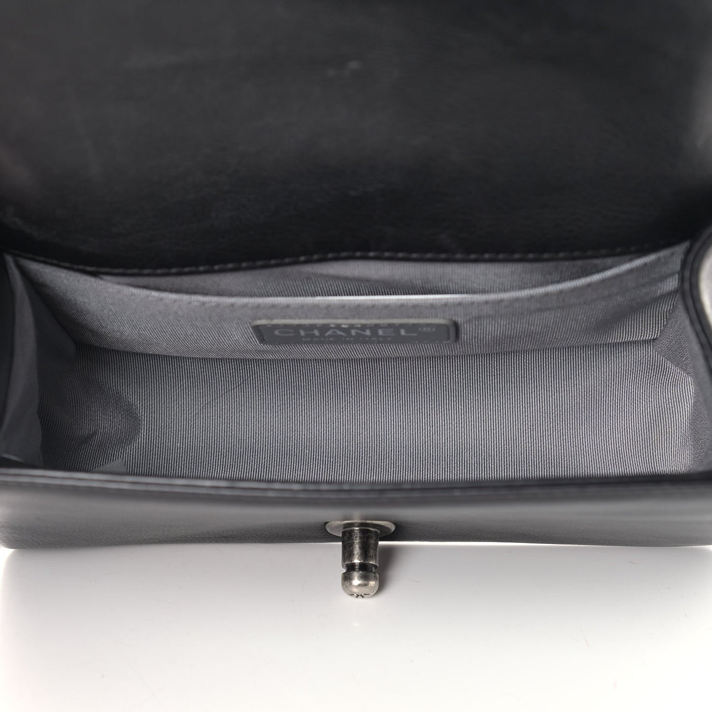 Calfskin Double Stitch Small Boy Flap Black