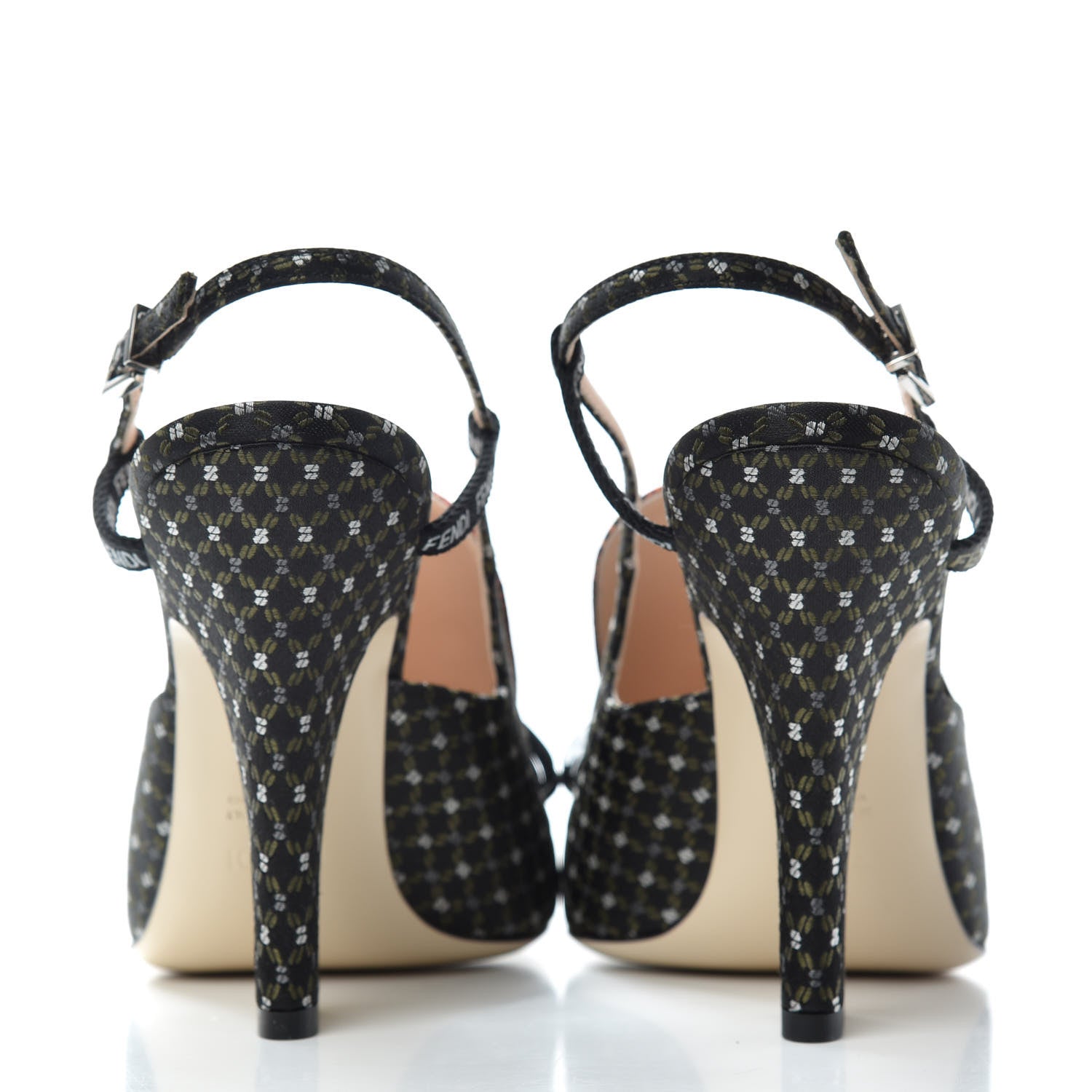 Fendi Fabric Jacquard Ffreedom Slingback Pumps 38.5 7 of 9