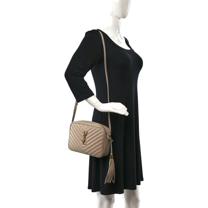 Saint Laurent Calfskin Matelasse Monogram Lou Camera Bag Dark Beige 4 of 13