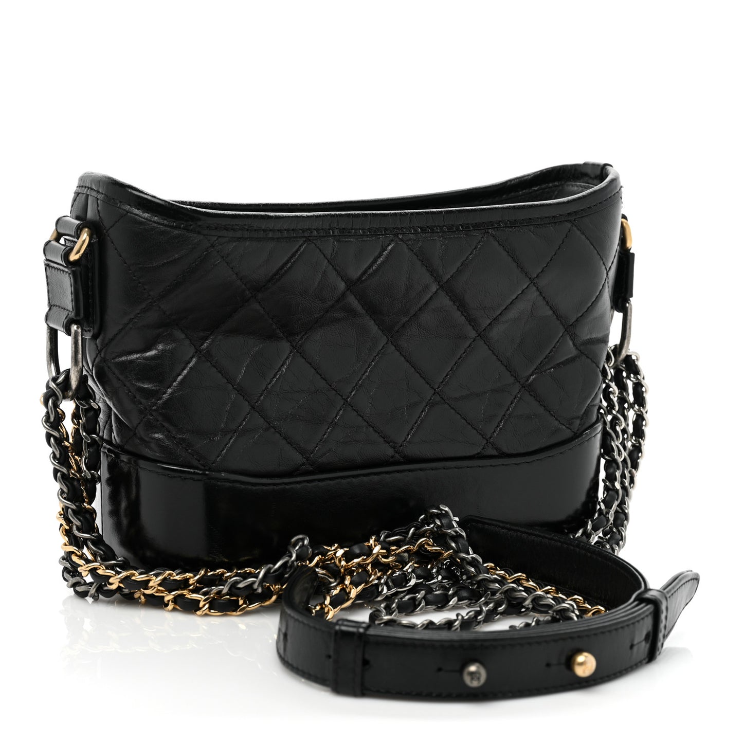 Aged Calfskin Quilted Small Gabrielle Hobo Black