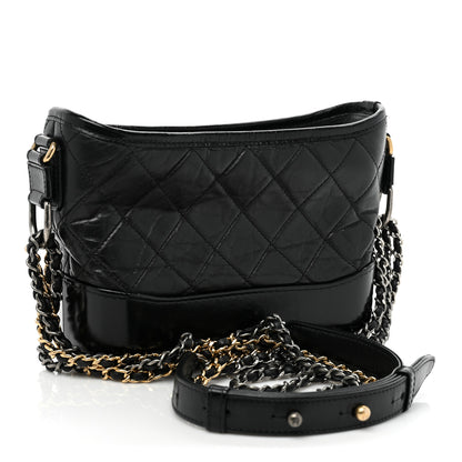 Chanel Aged Calfskin Quilted Small Gabrielle Hobo Black 3 of 10